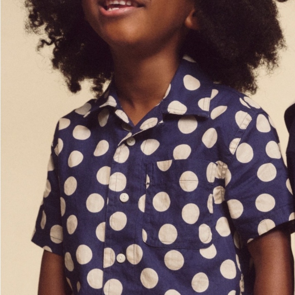 J. Crew Crewcuts Blue and White Button Down Shirt with Polka Dots